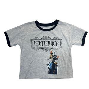 Beetlejuice Girls Graphic T-Shirt Size M 7-8 Gray Movie Character Tee